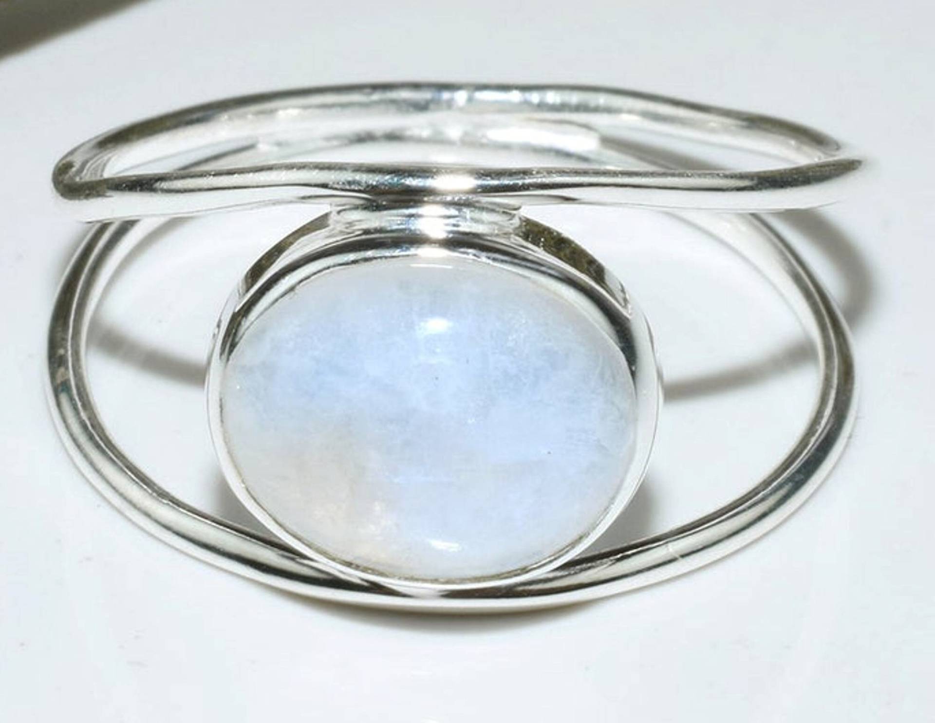 925 Sterling Silber Ring - Regenbogen Mondstein Handgemachter Massiver Handwerklicher Schmuck Geburtsstein von SsonasCreation