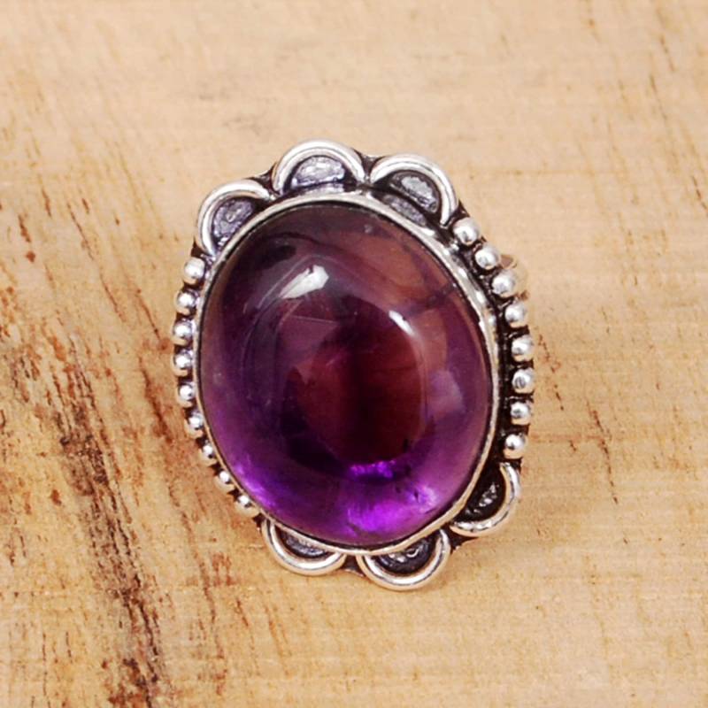 Aaa + Qualität Natürlicher Amethyst Ring - Sterling Silber Schmuck Massiv Mittelfinger Unisex Größe 58 Bis 92 von SsonasCreation
