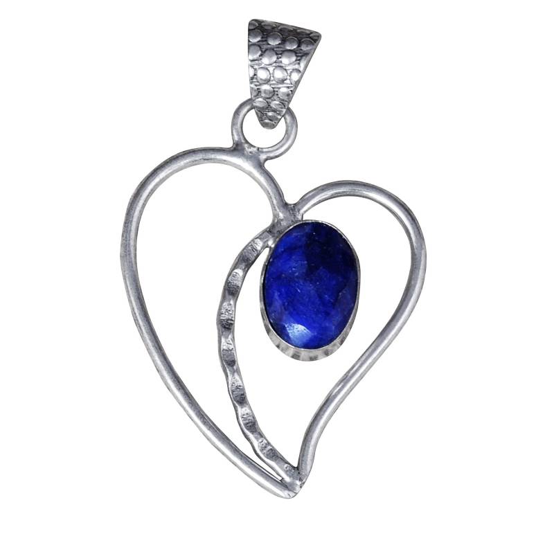 Atemberaubende 925 Sterling Silber Blau Saphir Handgemachte Anhänger unisex Herzform Anhängerdesigner Schmuckgeschenk von SsonasCreation