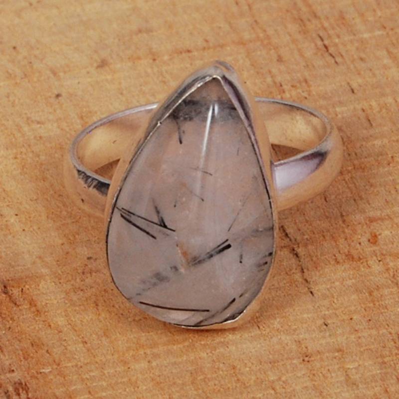 Natürlicher Weißer Rutil 925Er Sterlingsilberringedelsteinringunisex-Ringhandgefertigter Ringmittelfingerringmassiver Silberring von SsonasCreation