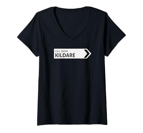 Damen Irisches Kildare Straßenschild T-Shirt mit V-Ausschnitt Damen Irisches Kildare Straßenschild T-Shirt mit V-Ausschnitt von St Paddy Not Patty