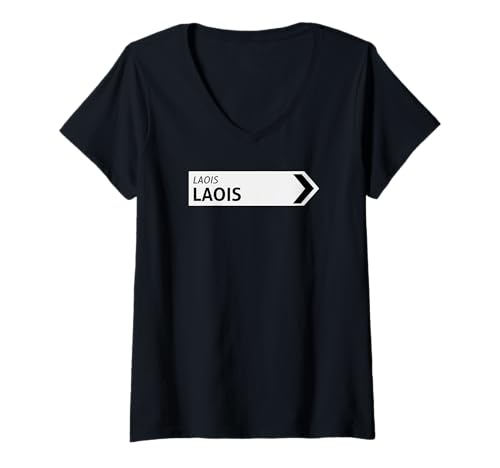 Damen Irisches Laois Straßenschild T-Shirt mit V-Ausschnitt Damen Irisches Laois Straßenschild T-Shirt mit V-Ausschnitt von St Paddy Not Patty