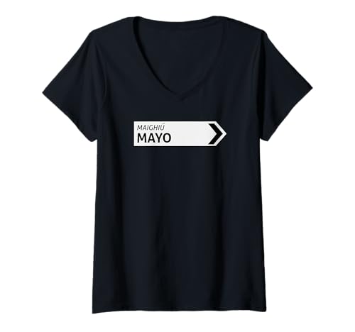 Damen Irisches Mayo Straßenschild T-Shirt mit V-Ausschnitt Damen Irisches Mayo Straßenschild T-Shirt mit V-Ausschnitt von St Paddy Not Patty
