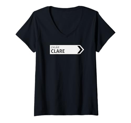 Damen Irish Clare Straßenschild T-Shirt mit V-Ausschnitt Damen Irish Clare Straßenschild T-Shirt mit V-Ausschnitt von St Paddy Not Patty