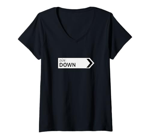 Damen Irish Down Straßenschild T-Shirt mit V-Ausschnitt Damen Irish Down Straßenschild T-Shirt mit V-Ausschnitt von St Paddy Not Patty