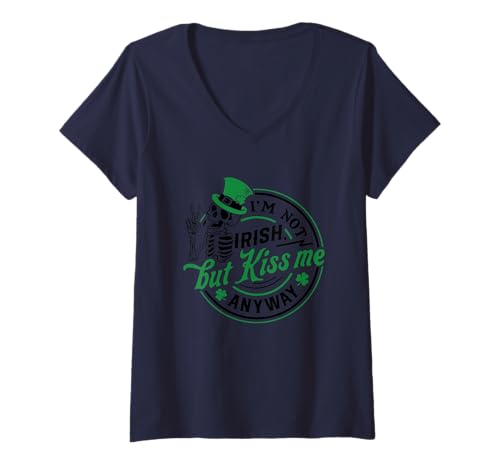 Damen Irisch, Aber küss Mich lustig St. Patrick's Day T-Shirt mit V-Ausschnitt Damen Irisch, Aber küss Mich lustig St. Patrick's Day T-Shirt mit V-Ausschnitt von St Patrick's Day Celebration Fun