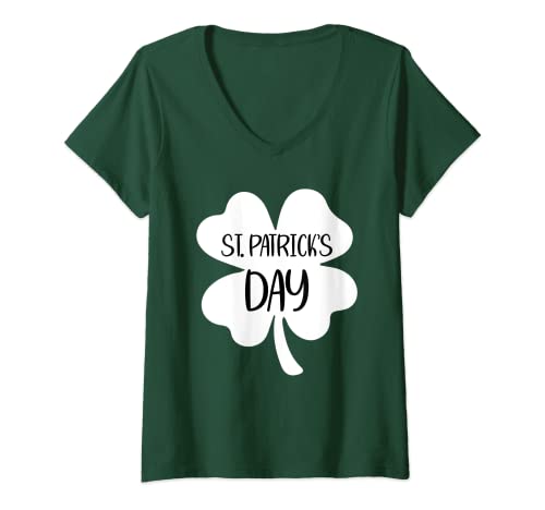 Damen Kleeblatt Kostüm Herren Karneval Damen Deko St Patricks Day T-Shirt mit V-Ausschnitt von St Patricks Day Accessoires Ireland Design Deko