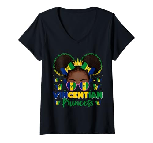 Damen Vincentian Princess St. Vincent und die Grenadinen Flagge Frauen T-Shirt mit V-Ausschnitt Damen Vincentian Princess St. Vincent und die Grenadinen Flagge Frauen T-Shirt mit V-Ausschnitt von St Vincent and the Grenadines for Girls Women