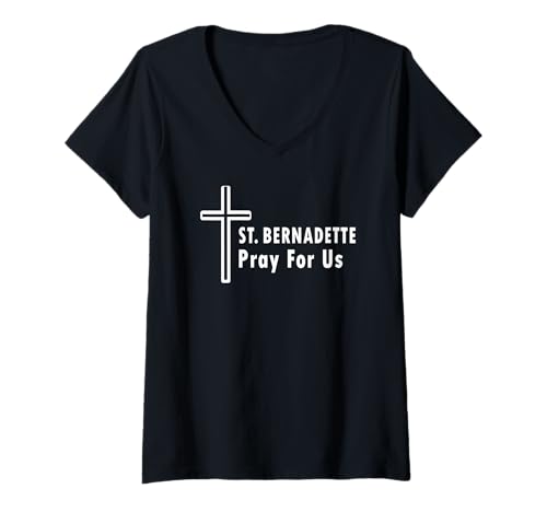Damen St. Bernadette Betet für Uns Katholisches Heiligengebet T-Shirt mit V-Ausschnitt Damen St. Bernadette Betet für Uns Katholisches Heiligengebet T-Shirt mit V-Ausschnitt von St. Bernadette Devotional Prayer