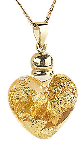 St. Leonhard Goldkette mit Herz: Glas-Herzanhänger mit 23K-Blattgold inkl. vergoldeter Kette (Herz Anhänger Glas) von St. Leonhard