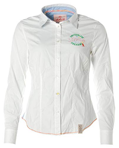 St. Moritz Damen Langarm Bluse Shirt Freizeitbluse Happy to be in Engadine White 42 von St. Moritz