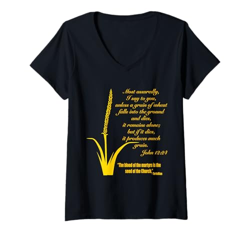 Damen EIN Weizenkorn T-Shirt mit V-Ausschnitt von St. Nectarios Orthodox Church