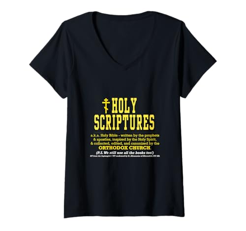 Damen Heilige Schriften – Wir verwenden alle Bücher T-Shirt mit V-Ausschnitt Damen Heilige Schriften – Wir verwenden alle Bücher T-Shirt mit V-Ausschnitt von St. Nectarios Orthodox Church
