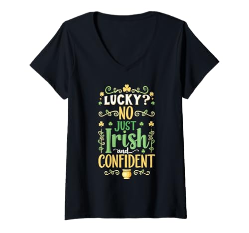 Damen St. Patricks Day Irish Shamrock Shenanigan Irland T-Shirt mit V-Ausschnitt Damen St. Patricks Day Irish Shamrock Shenanigan Irland T-Shirt mit V-Ausschnitt von St. Patricks Day Irish Shamrock Irland