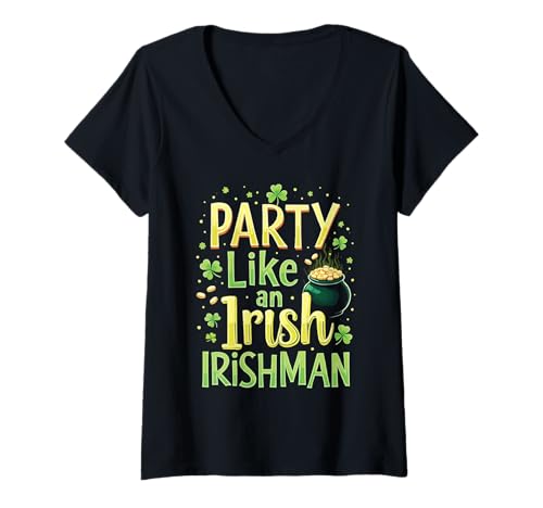 Damen St. Patricks Day Irish Shamrock Shenanigan Irland T-Shirt mit V-Ausschnitt Damen St. Patricks Day Irish Shamrock Shenanigan Irland T-Shirt mit V-Ausschnitt von St. Patricks Day Irish Shamrock Irland
