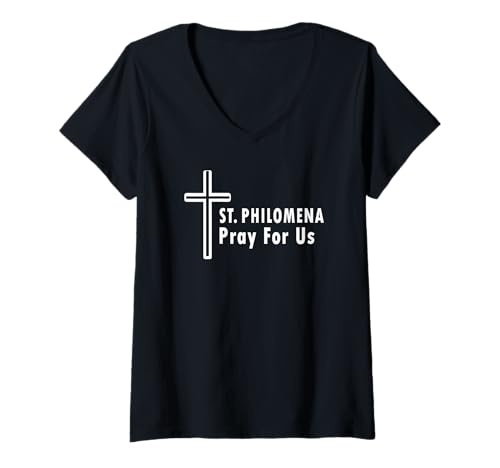 Damen St. Philomena Pray for Us Katholische Jugendkonfirmation T-Shirt mit V-Ausschnitt Damen St. Philomena Pray for Us Katholische Jugendkonfirmation T-Shirt mit V-Ausschnitt von St. Philomena Prayer For Infants and Youth