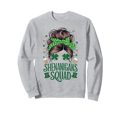 Shenanigans Squad St. Patrick's Day Irish Messy Bun für Damen Sweatshirt von St.Patricks Day Matching Group Irish Shamrocks