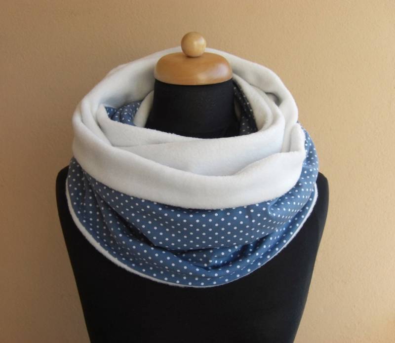 Loop, Rundschal Aus Jersey Und Fleece, Blau/Weiß, Winterschal von StDesignDE