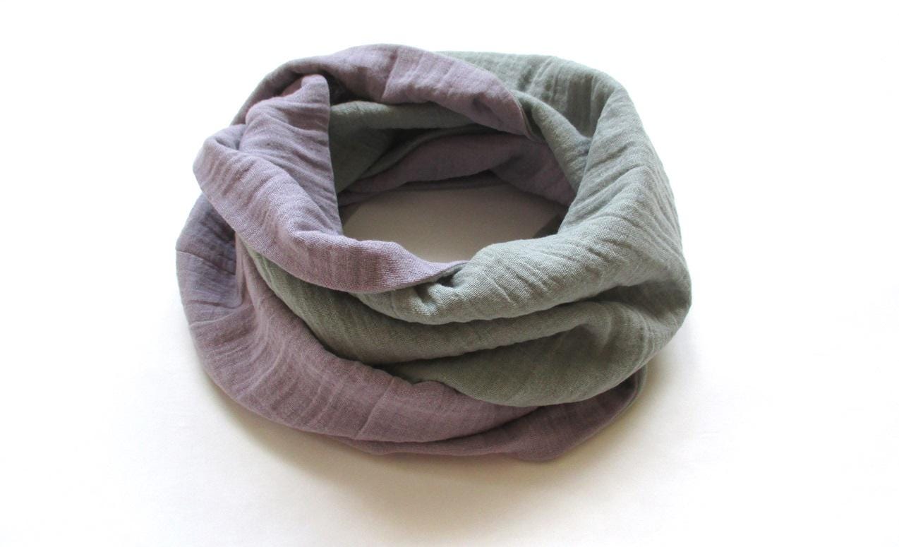 Loop Aus Musselin, Altmint/Altflieder, Rundschal, Musselin Schal von StDesignDE