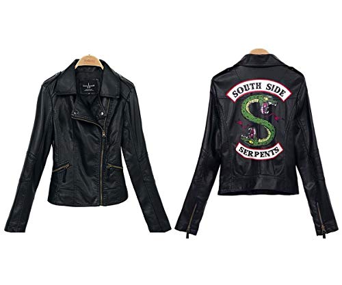 StMandy Riverdale Jacket Girls rote Schlangenjacke Biker Gang Southside Black Leather Jacket-3, Color-1, XL von StMandy