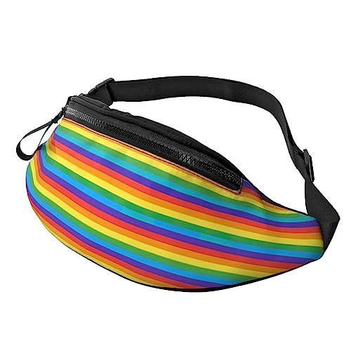 Bauchtasche mit Regenbogenmuster für Männer und Frauen, verstellbare Gürteltasche, lässige Hüfttasche für Reisen, Party, Festival, Schwarz , Einheitsgröße von StOlmx