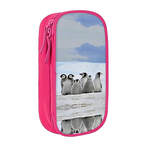 Federmäppchen, großes Federmäppchen, großes Fassungsvermögen für Jungen und Mädchen, niedlicher Federmäppchen-Organizer, junge Pinguine mit Schnee-Aufdruck, rose, Einheitsgröße, Koffer von StOlmx