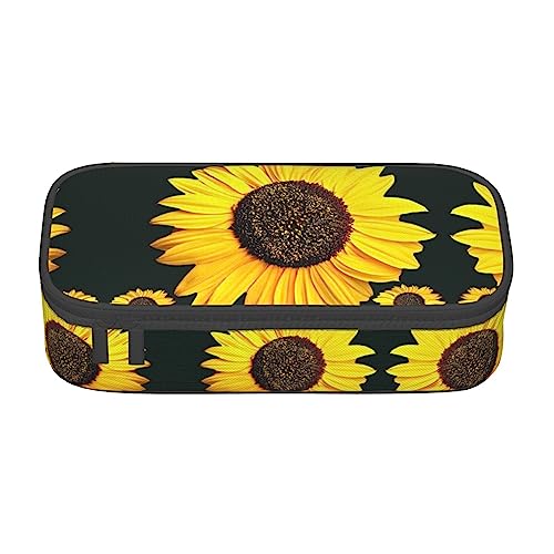 Gelbe Sonnenblumen-Federmäppchen, großes Fassungsvermögen, für Teenager, Jungen, Mädchen, Schulstudenten, für Arbeit und Büro, Bloom Sonnenblume, Einheitsgröße, Koffer von StOlmx