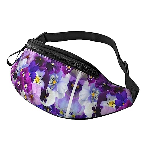 Lila Blume Bauchtasche für Männer Frauen, verstellbare Gürteltasche, lässige Hüfttasche für Reisen, Party, Festival, Schwarz , Einheitsgröße von StOlmx