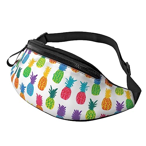 Regenbogen-Ananas-Bauchtasche für Männer und Frauen, verstellbare Gürteltasche, lässige Hüfttasche für Reisen, Party, Festival, Schwarz , Einheitsgröße von StOlmx