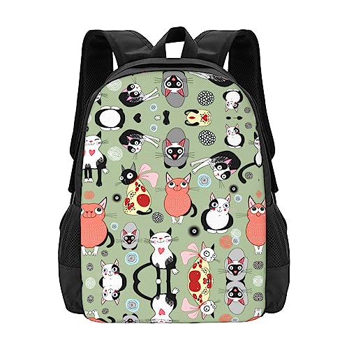 Schöne Cartoon Katzen Rucksack Für Mädchen & Junge Rucksäcke Grundschule Büchertaschen Mittelschule Taschen Frauen Casual Daypack, Schwarz , One size von StOlmx