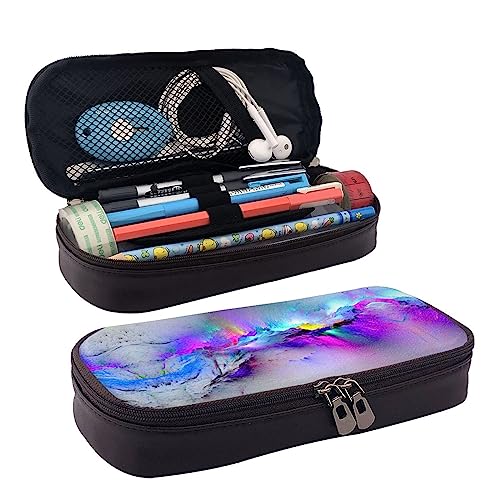 StOlmx Northern Lights Painting Pencil Case Big Capacity Pencil Pouch,Zipper Pen Bag Durable Leather Pencil Case, Schwarz , Einheitsgröße, Koffer von StOlmx