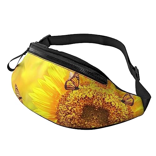 Sunflower Butterfly Sunny Fanny Pack for Men Women, Adjustable Belt Bag Casual Waist Pack for Travel Party Festival, Schwarz , Einheitsgröße von StOlmx