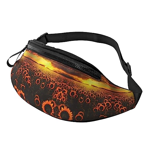 Sunflower Field Sunset Sea of Flowers Fanny Pack for Men Women, Adjustable Belt Bag Casual Waist Pack for Travel Party Festival, Schwarz , Einheitsgröße von StOlmx