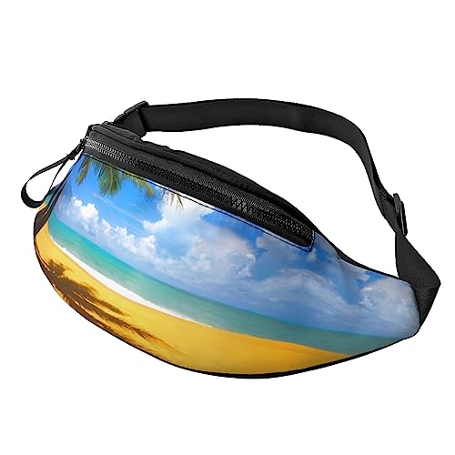 Sunset Palm Fanny Pack für Männer Frauen, verstellbare Gürteltasche, lässige Hüfttasche für Reisen, Party, Festival, Schwarz , Einheitsgröße von StOlmx