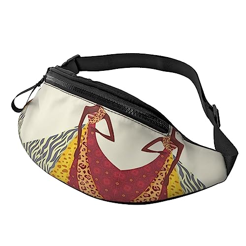 Traditionelle afrikanische Mädchen Malerei Fanny Pack für Männer Frauen, verstellbare Gürteltasche, lässige Hüfttasche für Reisen, Party, Festival, Schwarz , Einheitsgröße von StOlmx