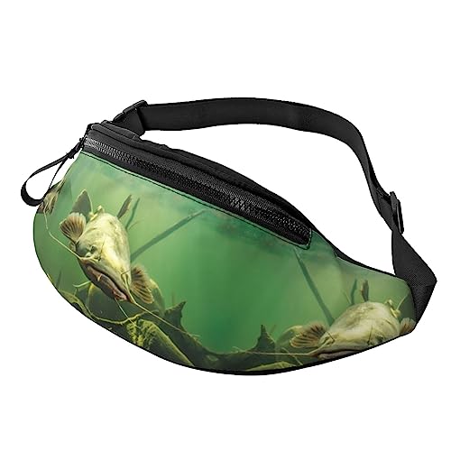 Underwater Catfish Fanny Pack for Men Women, Adjustable Belt Bag Casual Waist Pack for Travel Party Festival, Schwarz , Einheitsgröße von StOlmx