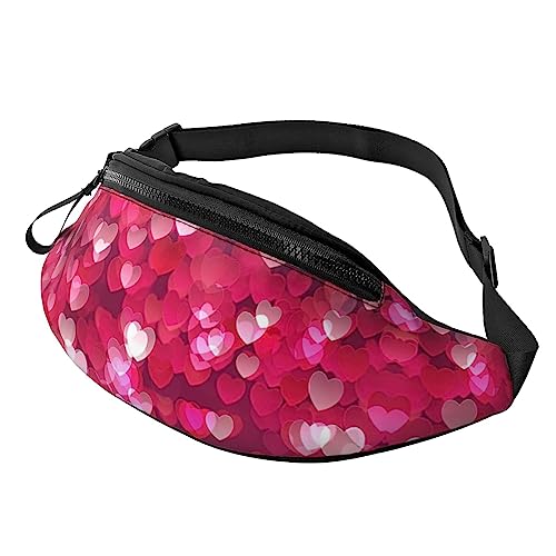 Valentinstag Liebe Herz Fanny Pack für Männer Frauen, verstellbare Gürteltasche Casual Waist Pack für Reisen Party Festival, Schwarz , Einheitsgröße von StOlmx