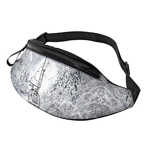 Winter Old Cable Ski Lift Fanny Pack for Men Women, Adjustable Belt Bag Casual Waist Pack for Travel Party Festival, Schwarz , Einheitsgröße von StOlmx