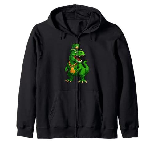 Dinosaurier Trex St. Patricks Day Koboldhut Jungen Mädchen Kinder Kapuzenjacke Dinosaurier Trex St. Patricks Day Koboldhut Jungen Mädchen Kinder Kapuzenjacke von StPatricksAxis1