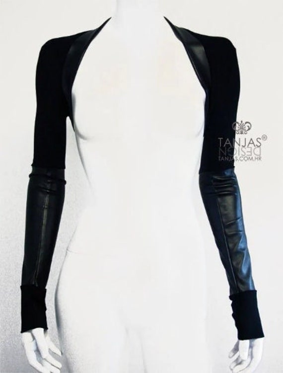 Gotyr Shrug Bolero Arm Ärmel Weste | Gothic Dark Aesthetics Kunstleder Jersey Blazerjacke Bikerbolero Für Korsagen Und Kleider Gotyr Shrug Bolero Arm Ärmel Weste | Gothic Dark Aesthetics Kunstleder Jersey Blazerjacke Bikerbolero Für Korsagen Und Kleider von StTanjas