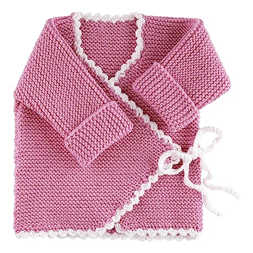 StaRomaxShop Handgemachte Baby Strickjacke, weiche Wolljacke, Baby Pulli, Warmer Woll-Pullover für Neugeborene und Kleinkinder 0-12 Monate (Rosa) von StaRomaxShop