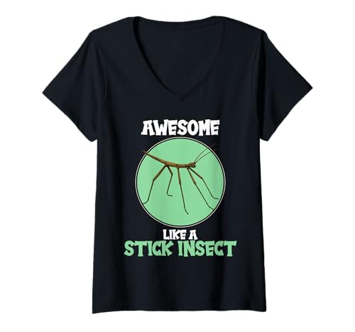 Damen Stabheuschrecken Stabheuschrecke T-Shirt mit V-Ausschnitt Damen Stabheuschrecken Stabheuschrecke T-Shirt mit V-Ausschnitt von Stabheuschrecken Stabheuschrecke Tier Shop