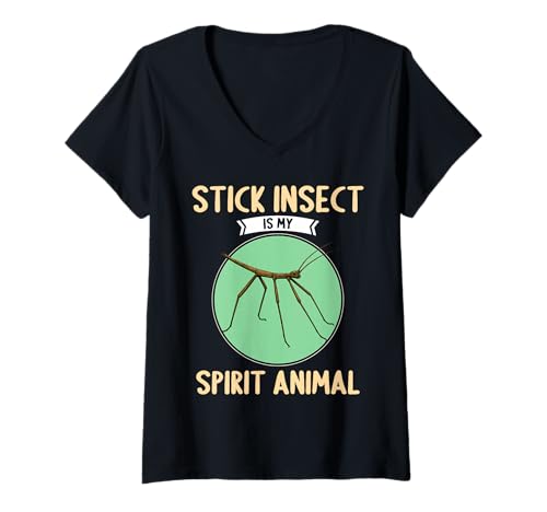 Damen Stabheuschrecken Stabheuschrecke T-Shirt mit V-Ausschnitt Damen Stabheuschrecken Stabheuschrecke T-Shirt mit V-Ausschnitt von Stabheuschrecken Stabheuschrecke Tier Shop