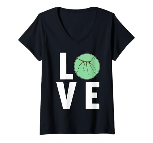 Damen Stabheuschrecken Stabheuschrecke T-Shirt mit V-Ausschnitt Damen Stabheuschrecken Stabheuschrecke T-Shirt mit V-Ausschnitt von Stabheuschrecken Stabheuschrecke Tier Shop