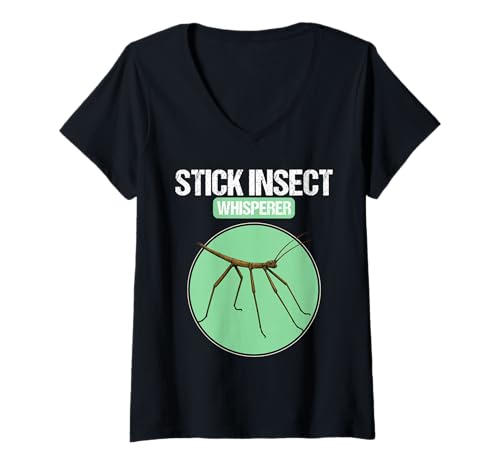 Damen Stabheuschrecken Stabheuschrecke T-Shirt mit V-Ausschnitt Damen Stabheuschrecken Stabheuschrecke T-Shirt mit V-Ausschnitt von Stabheuschrecken Stabheuschrecke Tier Shop