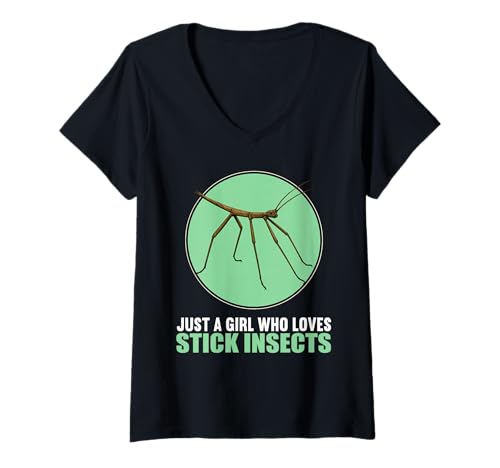 Damen Stabheuschrecken Stabheuschrecke T-Shirt mit V-Ausschnitt Damen Stabheuschrecken Stabheuschrecke T-Shirt mit V-Ausschnitt von Stabheuschrecken Stabheuschrecke Tier Shop