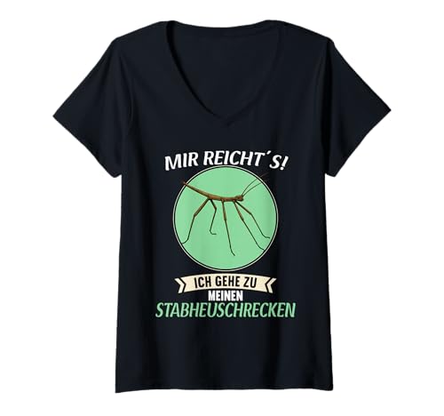 Damen Stabheuschrecken Stabheuschrecke T-Shirt mit V-Ausschnitt Damen Stabheuschrecken Stabheuschrecke T-Shirt mit V-Ausschnitt von Stabheuschrecken Stabheuschrecke Tier Shop