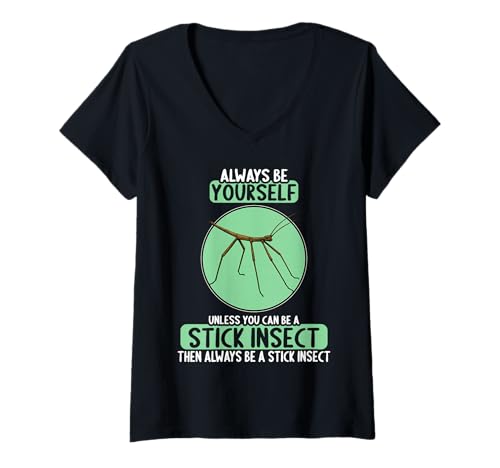 Damen Stabheuschrecken Stabheuschrecke T-Shirt mit V-Ausschnitt Damen Stabheuschrecken Stabheuschrecke T-Shirt mit V-Ausschnitt von Stabheuschrecken Stabheuschrecke Tier Shop