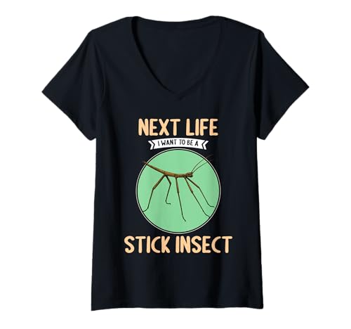 Damen Stabheuschrecken Stabheuschrecke T-Shirt mit V-Ausschnitt Damen Stabheuschrecken Stabheuschrecke T-Shirt mit V-Ausschnitt von Stabheuschrecken Stabheuschrecke Tier Shop