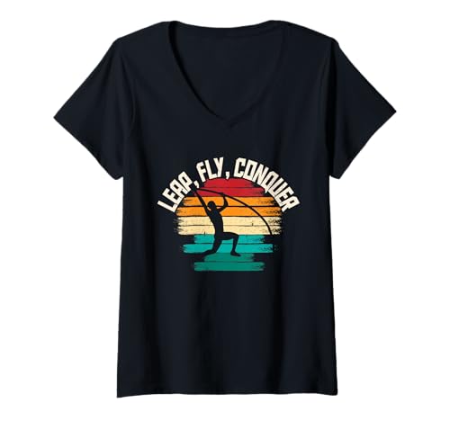 Damen Stabhochsprung Stabspringer Leap Fly Conquer T-Shirt mit V-Ausschnitt Damen Stabhochsprung Stabspringer Leap Fly Conquer T-Shirt mit V-Ausschnitt von Stabhochsprung Stabspringer Stabhochspringer